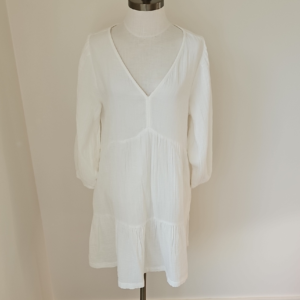 GAP Cream V-Neck Long Sleeve Dress